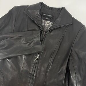 Kenneth Cole Vintage 90's Y2K Leather Moto Zip Jacket Grunge Edgy Woman's Small